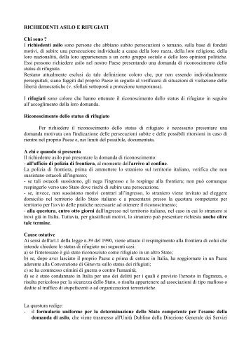 Scheda informativa richiedenti asilo - Provincia di Frosinone