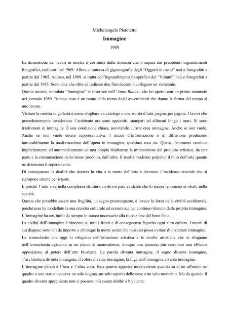 scarica il testo di Michelangelo Pistoletto "Immagine" (PDF)