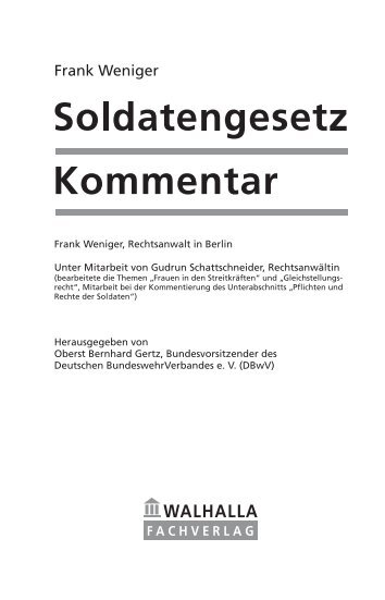 Soldatengesetz Kommentar, Frank Weniger