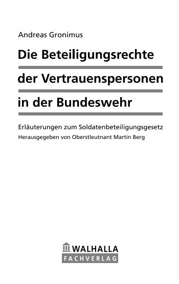 Die Beteiligungsrechte der Vertrauenspersonen in der Bundeswehr