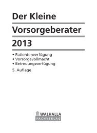 Der kleine Vorsorgeberater 2013 - Walhalla Fachverlag