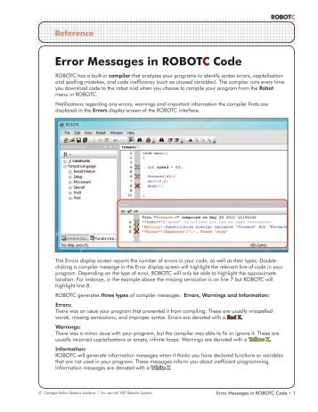 Error Messages in ROBOTC Code - ROBOTC.net