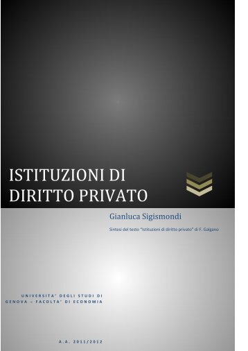 ISTITUZIONI DI DIRITTO PRIVATO - Sharenotes