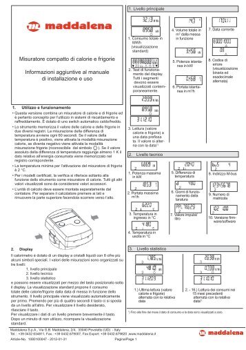 Manuale istruzioni - mis. calorie/frigorie - Maddalena