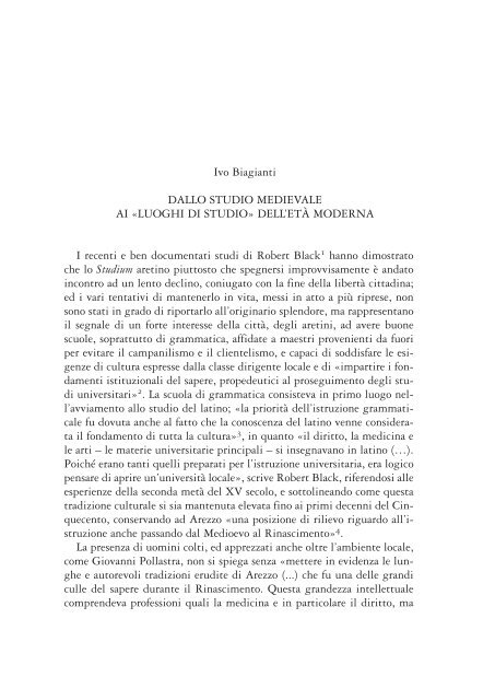 Ivo Biagianti DALLO STUDIO MEDIEVALE AI «LUOGHI DI STUDIO ...