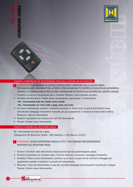 Istruzioni Radiocomandi Originali - Silisystem