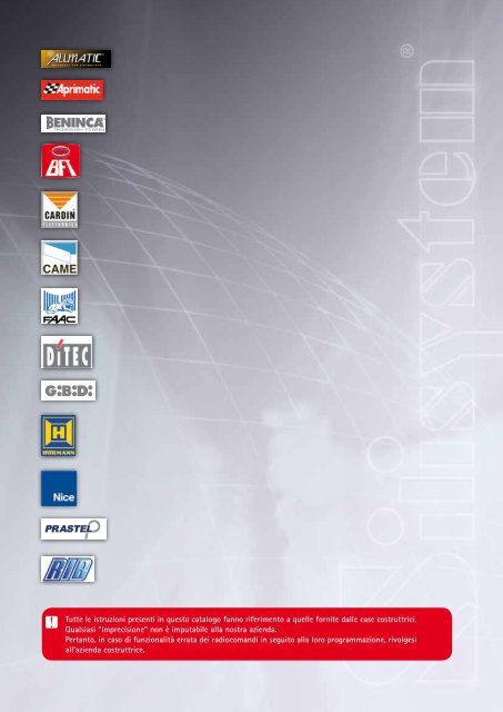 Istruzioni Radiocomandi Originali - Silisystem