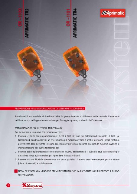 Istruzioni Radiocomandi Originali - Silisystem