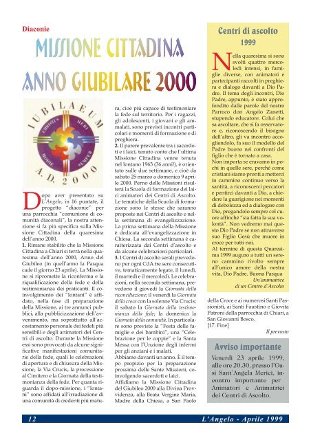 D:\Angelo aprile 1999\Angelo aprile1999.vp - Parrocchia di Chiari