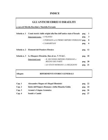 INDICE GLI ANTICHI EBREI O ISRAELITI - Diesse Lombardia