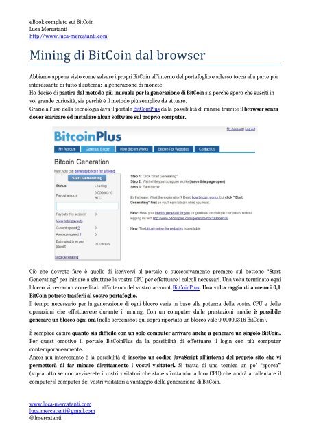 eBook completo sui BitCoin Luca Mercatanti http://www.luca ...