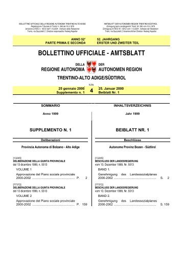 BOLLETTINO UFFICIALE - AMTSBLATT - Regione Autonoma ...