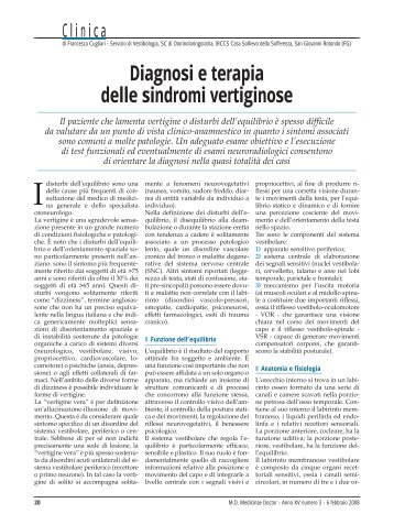 Diagnosi e terapia delle sindromi vertiginose - Passoni Editore