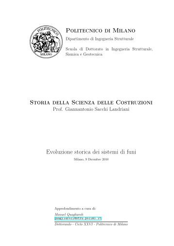 Politecnico di Milano Storia della Scienza delle Costruzioni ...