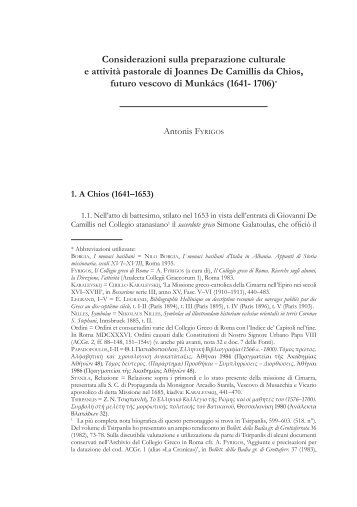 Considerazioni sulla preparazione culturale e attività pastorale di ...