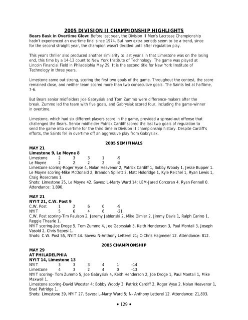 2006 NCAA Men's Lacrosse Championships Records Book