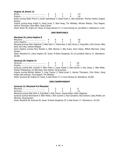 2006 NCAA Men's Lacrosse Championships Records Book