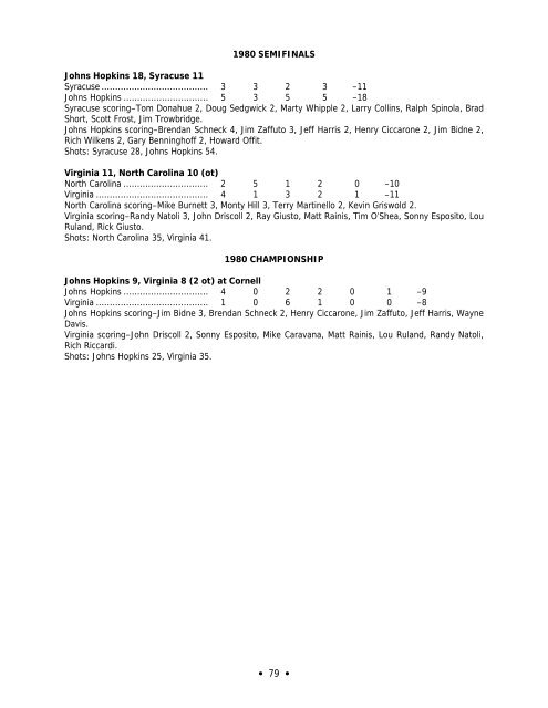 2006 NCAA Men's Lacrosse Championships Records Book