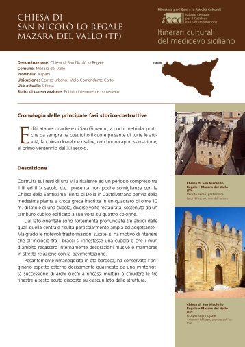 Itinerari culturali del medioevo siciliano - Iccd - Ministero per i Beni e ...