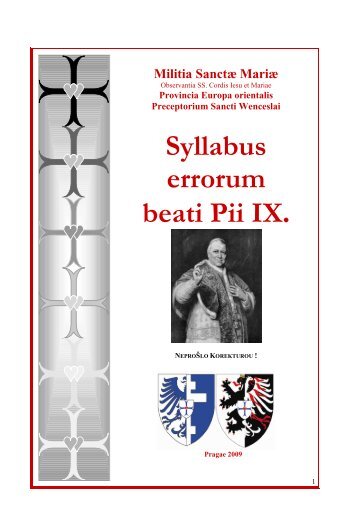 Syllabus errorum beati Pii IX. - Militia Sanctae Mariae