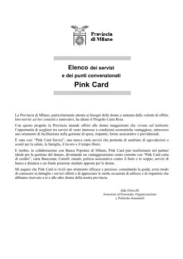 Elenco punti convenzionati Pink card - Provincia di Milano
