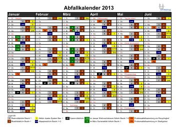 Abfallkalender 2013 alle Bezirke