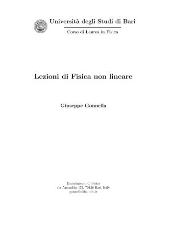 Lezioni di Fisica non lineare - Dipartimento di Fisica