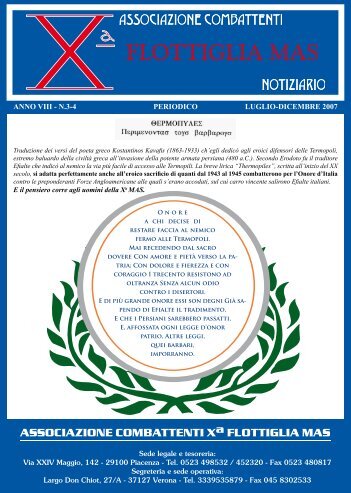 Scarica il notiziario in formato PDF - Associazione Combattenti X ...