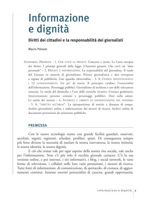 Privacy e giornalismo edizione 2012.pdf - Garante per la Protezione ...