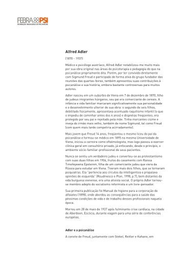 Veja a biografia de Alfred Adler em pdf. - Febrapsi