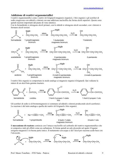 Reazioni di Aldeidi e Chetoni con Mecc.pdf - PianetaChimica