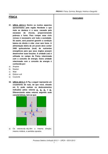 PROVA I: Física, Química, Biologia, História e Geografia - cev - Urca