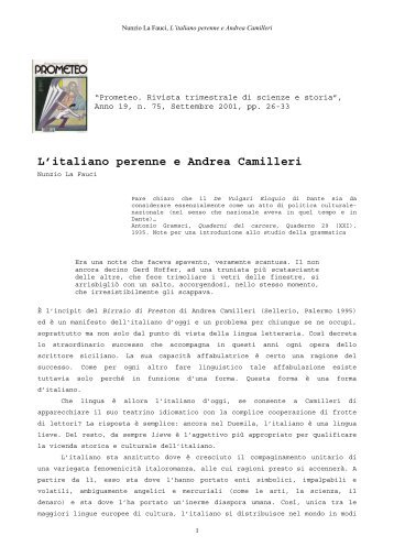L'italiano perenne e Andrea Camilleri - Nunzio La Fauci