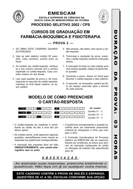 03 horas emescam modelo de como preench - Educação