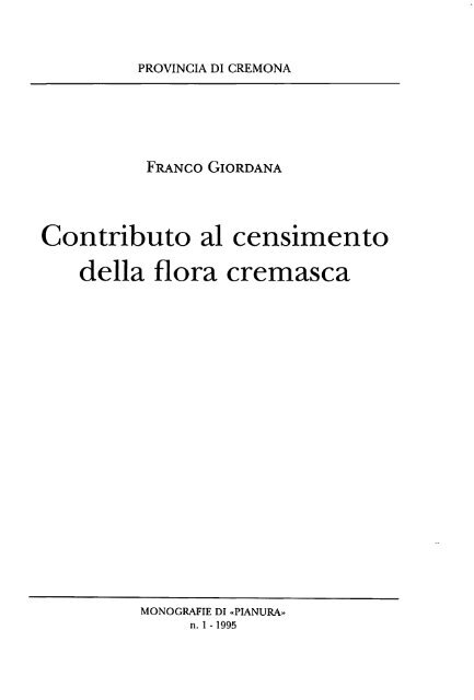 Contributo al censimento della flora cremasca - Biblioteca digitale ...