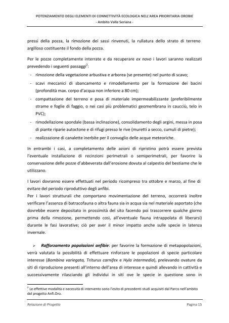 RELAZIONE DI PROGETTO - Parco delle Orobie Bergamasche