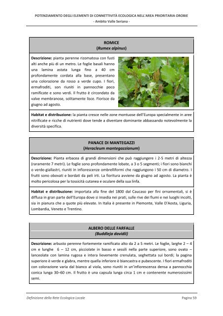 RELAZIONE DI PROGETTO - Parco delle Orobie Bergamasche