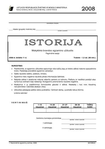 Mokyklinio brandos egzamino užduotis - Nacionalinis egzaminų ...