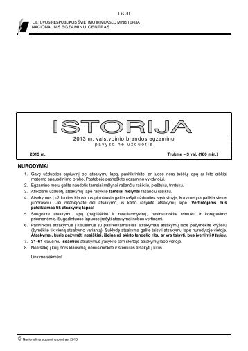 2013 m. valstybinio brandos egzamino NURODYMAI - Nacionalinis ...