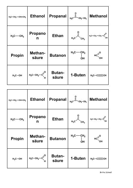 Ethanol Propanal Methanol Propano n Ethan ... - Blume Programm