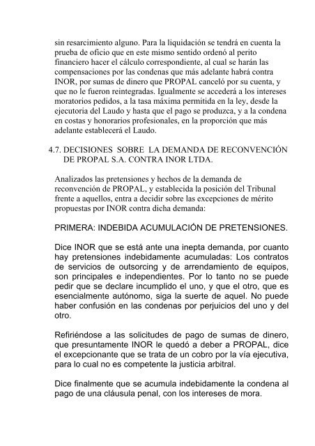 Inversiones e Ingenieros Orientales Ltda. Vs. Propal S.A.