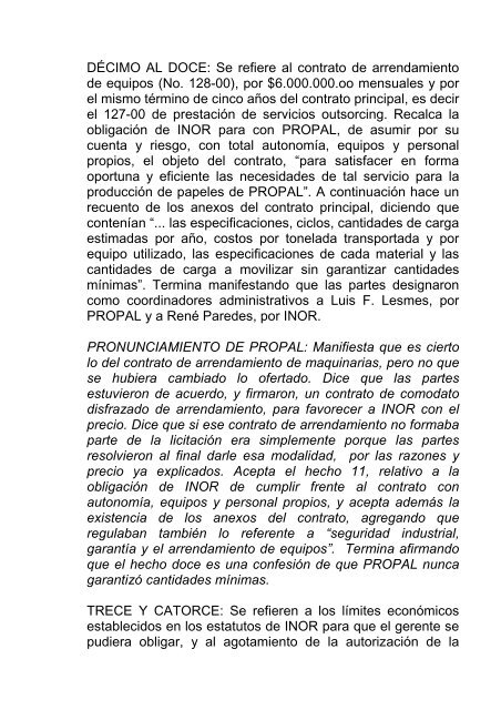 Inversiones e Ingenieros Orientales Ltda. Vs. Propal S.A.