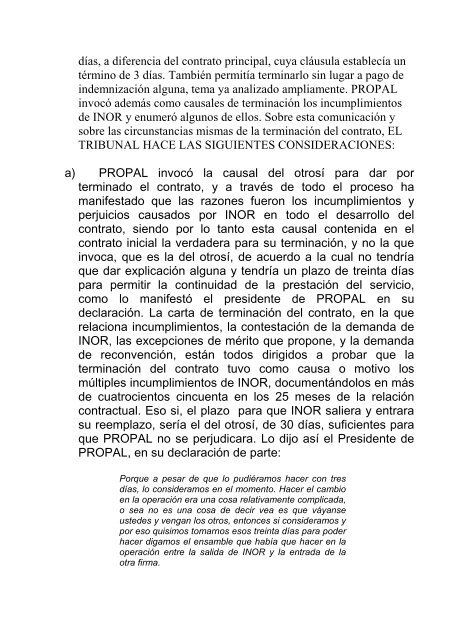 Inversiones e Ingenieros Orientales Ltda. Vs. Propal S.A.