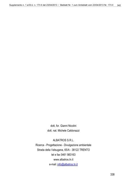 [84117] Supplemento n. 1 al Bollettino n. 17 del 23/04/2013