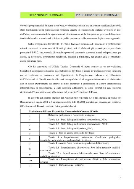 Relazione Preliminare - Comune di Volla