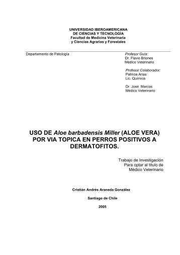 USO DE Aloe barbadensis miller (ALOE VERA) POR VIA ... - Ibero Vet