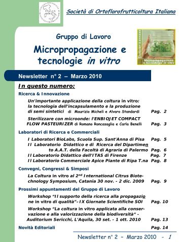 GdL SOI "Micropropagazione..." Newsletter n°2novità!
