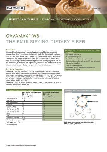 cavamax® w6 – the emulsifying dietary fiber icings ... - Wacker Chemie