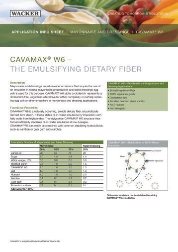 CAVAMAX ® W6 – the emulsifying dietary fiber - Wacker Chemie