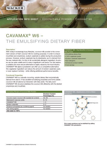 CAVAMAX® W6 – THE EMULSIFYING DIETARY ... - Wacker Chemie